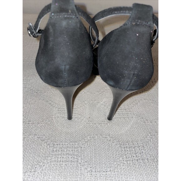 White House Black Market Dress Pumps Women's Size 8 B Black Leather Ankle Strap - Picture 10 of 12
